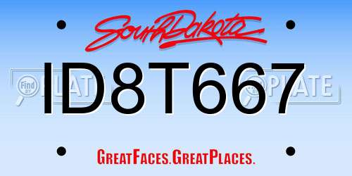 ID8T667 South Dakota License Plate