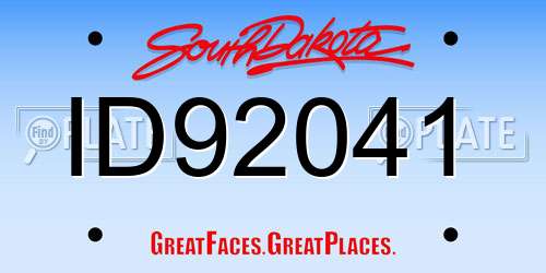 ID92041 South Dakota License Plate