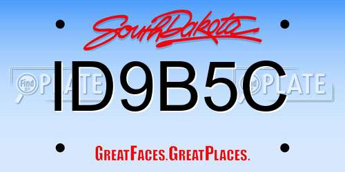 ID9B5C South Dakota License Plate