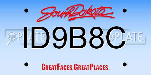 ID9B8C South Dakota License Plate