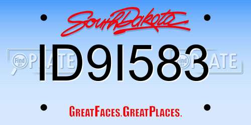 ID9I583 South Dakota License Plate