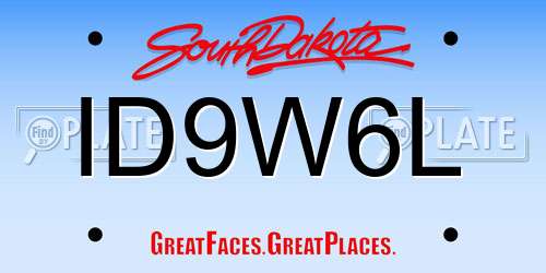 ID9W6L South Dakota License Plate