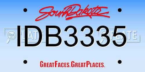 IDB3335 South Dakota License Plate