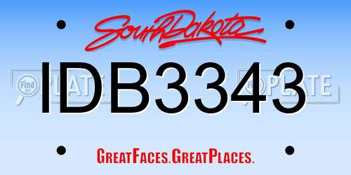 IDB3343 South Dakota License Plate
