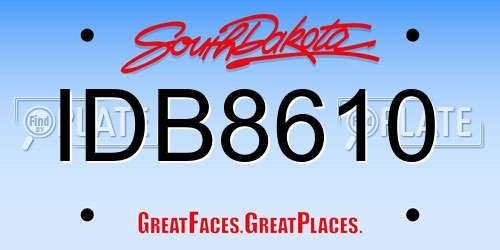 IDB8610 South Dakota License Plate