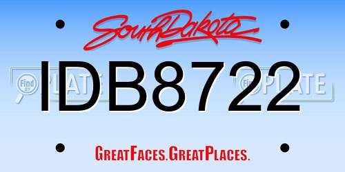 IDB8722 South Dakota License Plate