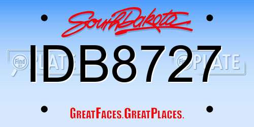 IDB8727 South Dakota License Plate