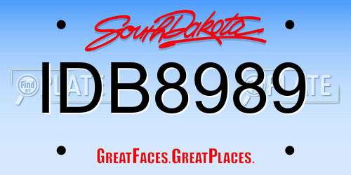 IDB8989 South Dakota License Plate