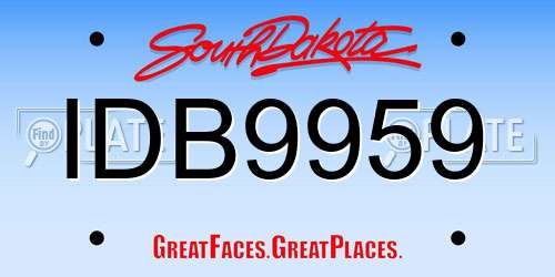 IDB9959 South Dakota License Plate