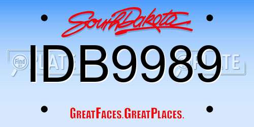 IDB9989 South Dakota License Plate