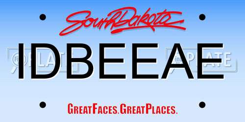 IDBEEAE South Dakota License Plate