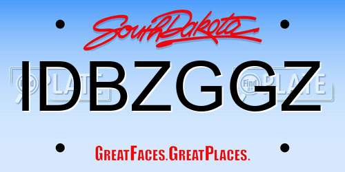 IDBZGGZ South Dakota License Plate