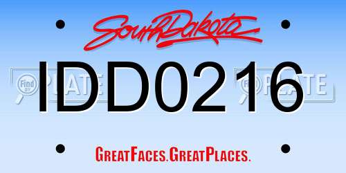 IDD0216 South Dakota License Plate