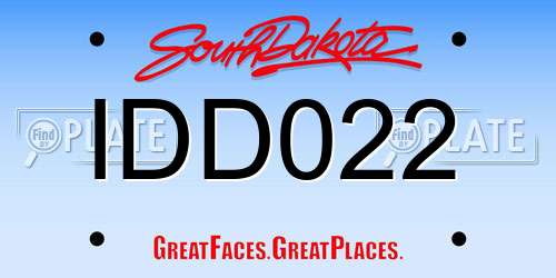IDD022 South Dakota License Plate