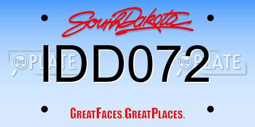 IDD072 South Dakota License Plate