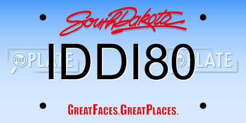 IDDI80 South Dakota License Plate