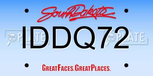 IDDQ72 South Dakota License Plate