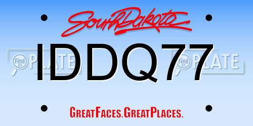 IDDQ77 South Dakota License Plate