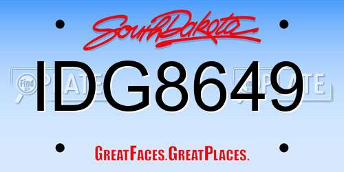 IDG8649 South Dakota License Plate