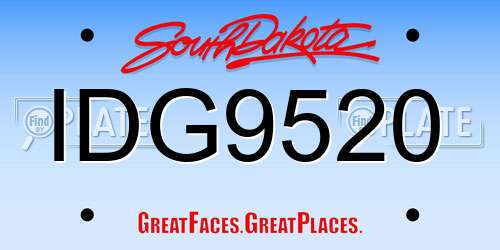 IDG9520 South Dakota License Plate
