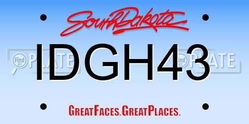IDGH43 South Dakota License Plate