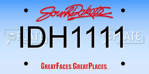 IDH1111 South Dakota License Plate