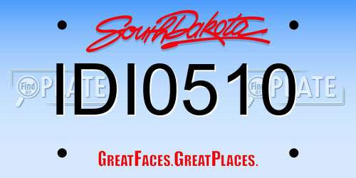 IDI0510 South Dakota License Plate
