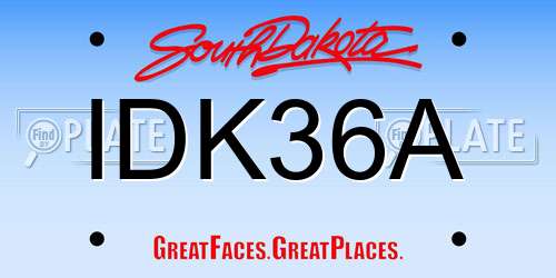 IDK36A South Dakota License Plate