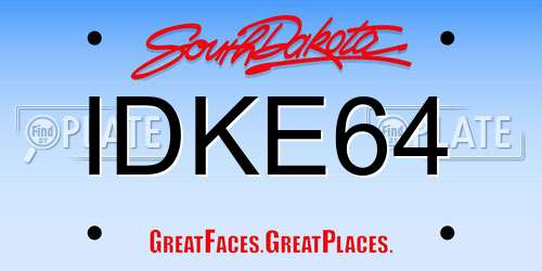 IDKE64 South Dakota License Plate