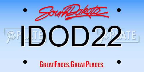 IDOD22 South Dakota License Plate