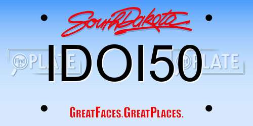 IDOI50 South Dakota License Plate