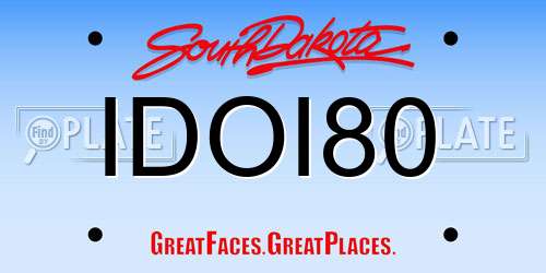 IDOI80 South Dakota License Plate