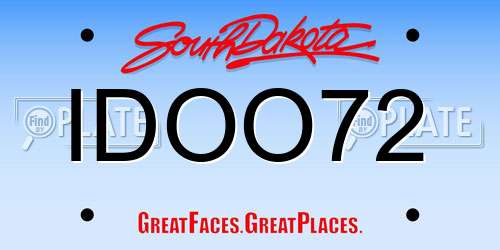 IDOO72 South Dakota License Plate