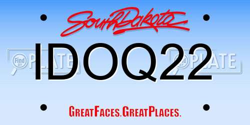 IDOQ22 South Dakota License Plate