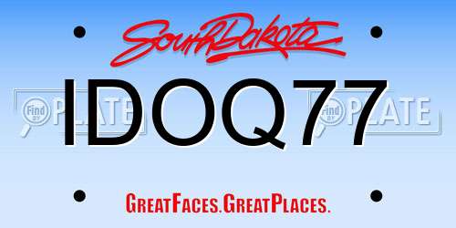 IDOQ77 South Dakota License Plate