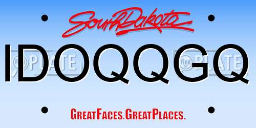 IDOQQGQ South Dakota License Plate
