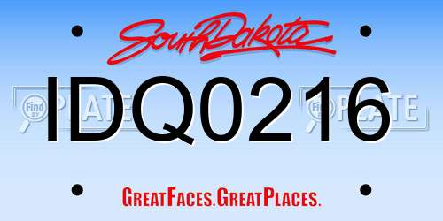 IDQ0216 South Dakota License Plate