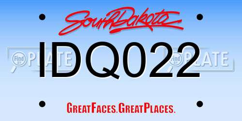 IDQ022 South Dakota License Plate