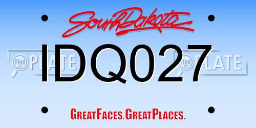 IDQ027 South Dakota License Plate