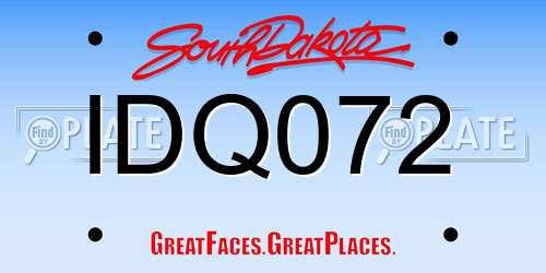 IDQ072 South Dakota License Plate