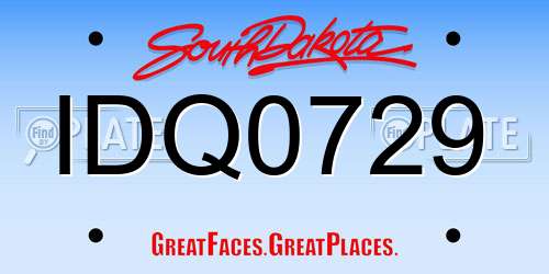 IDQ0729 South Dakota License Plate
