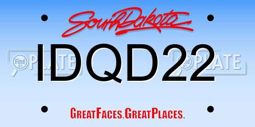 IDQD22 South Dakota License Plate