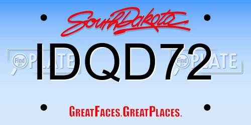 IDQD72 South Dakota License Plate