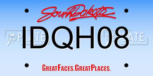 IDQH08 South Dakota License Plate