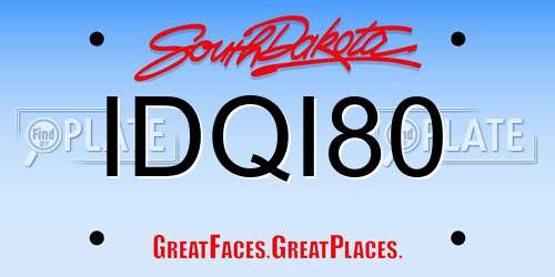 IDQI80 South Dakota License Plate