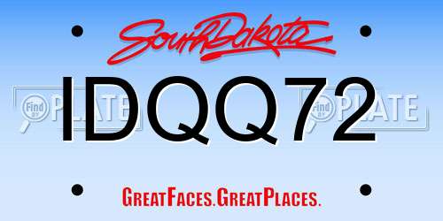 IDQQ72 South Dakota License Plate