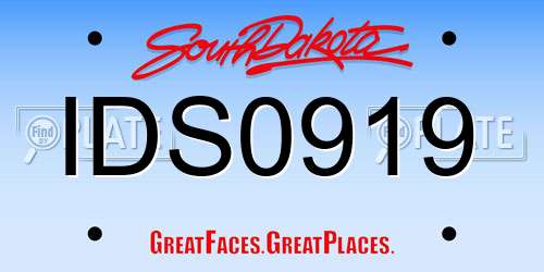 IDS0919 South Dakota License Plate