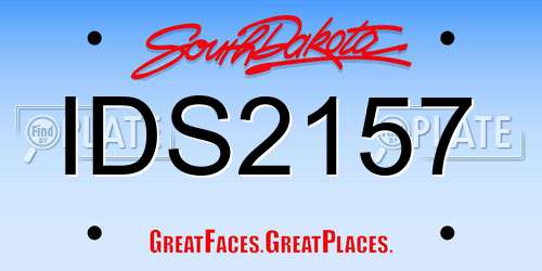 IDS2157 South Dakota License Plate