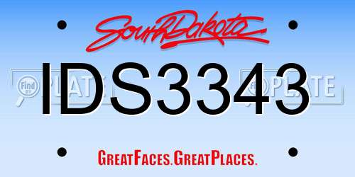 IDS3343 South Dakota License Plate