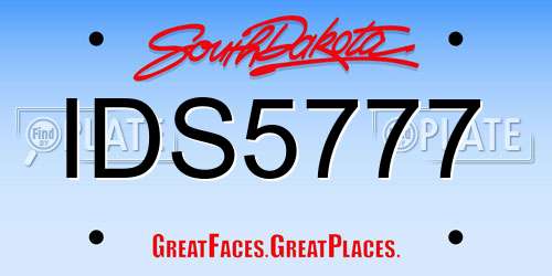 IDS5777 South Dakota License Plate